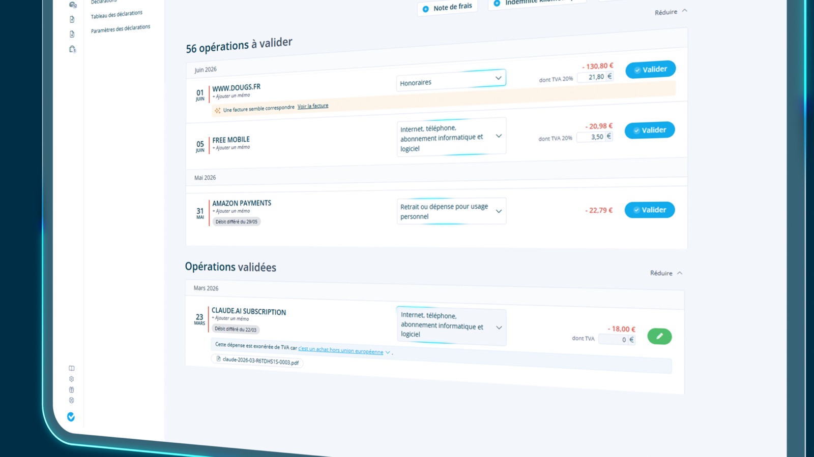 Motion design présentant la plateforme de comptabilité Dougs
